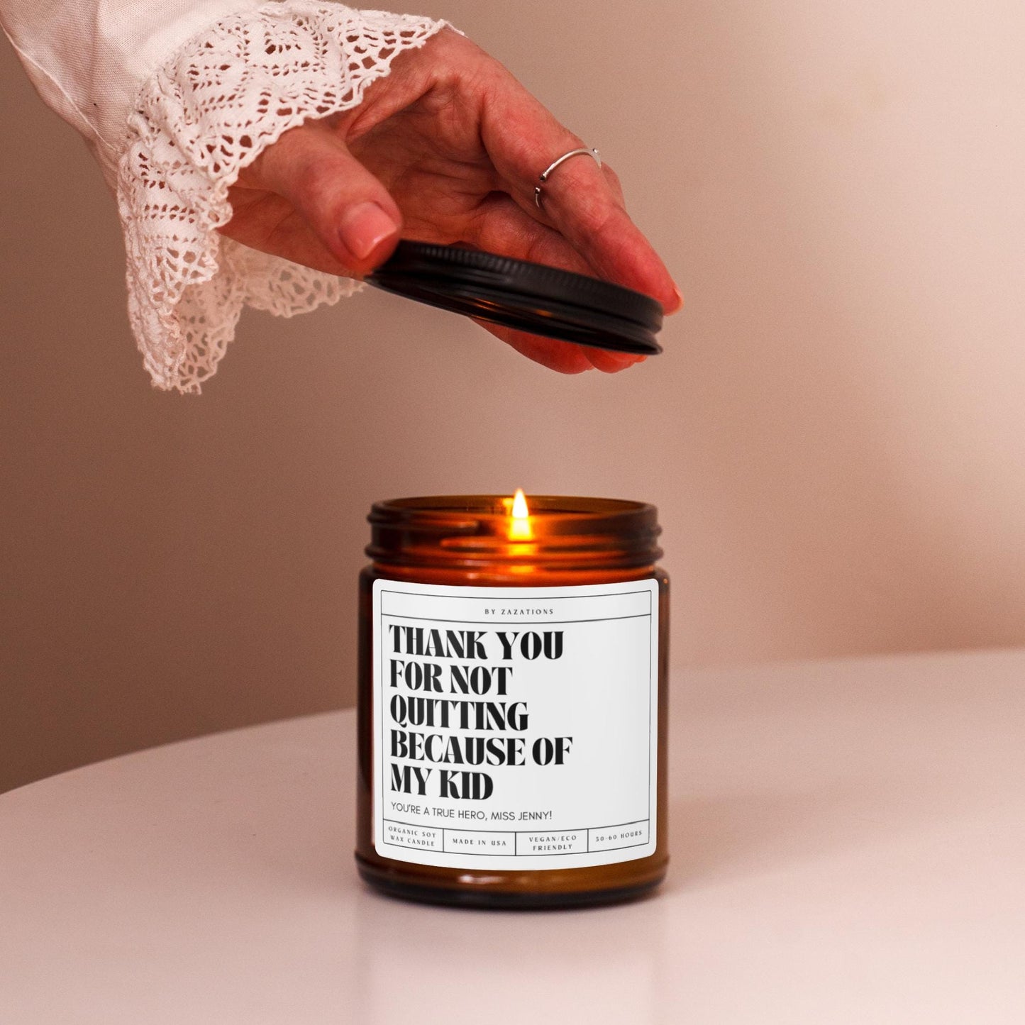Vela personalizada de agradecimiento al maestro